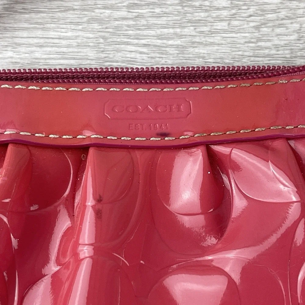 Coach Pink Patent Leather Wristlet Purse Clutch Y2K Shiny Fair